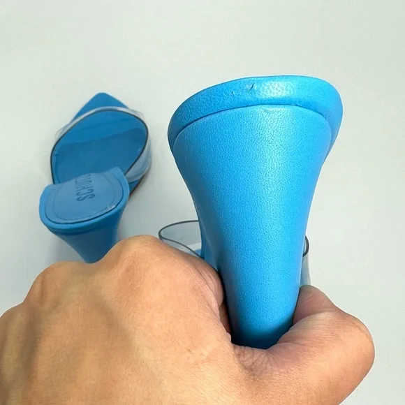 NWOT Schutz lucimara vinyl blue wedge sandal size 7.5 - Picture 5 of 11